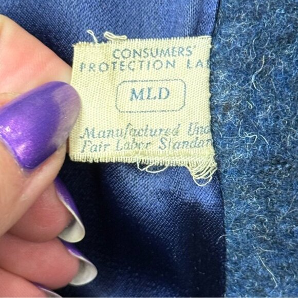 Vintage 1960s Shagmoor Blue Wool Coat with Fox Fur Collar Size 10/12  Winter - Picture 8 of 16